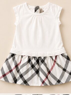 Burberry White Top with Signature Check Skirt - Girls